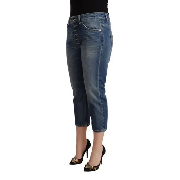 Dondup Blue Washed Mid Waist Capri Denim Jeans